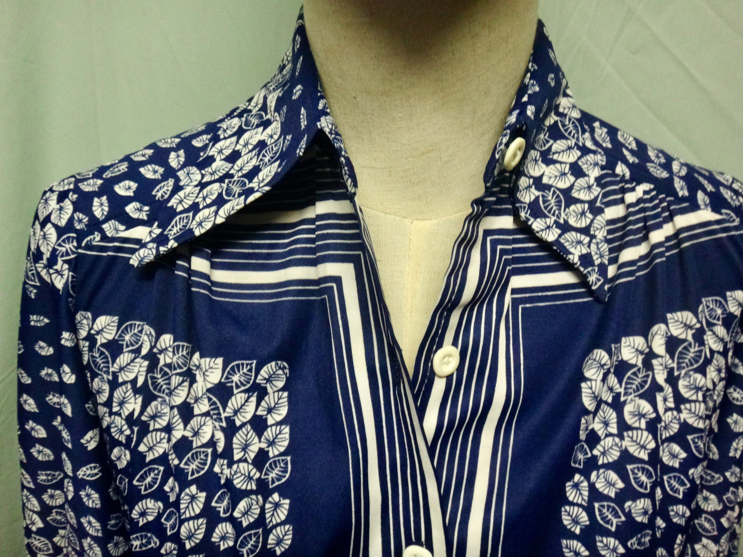 70s/80s Hydrangea Leaf Print Shirt Multi