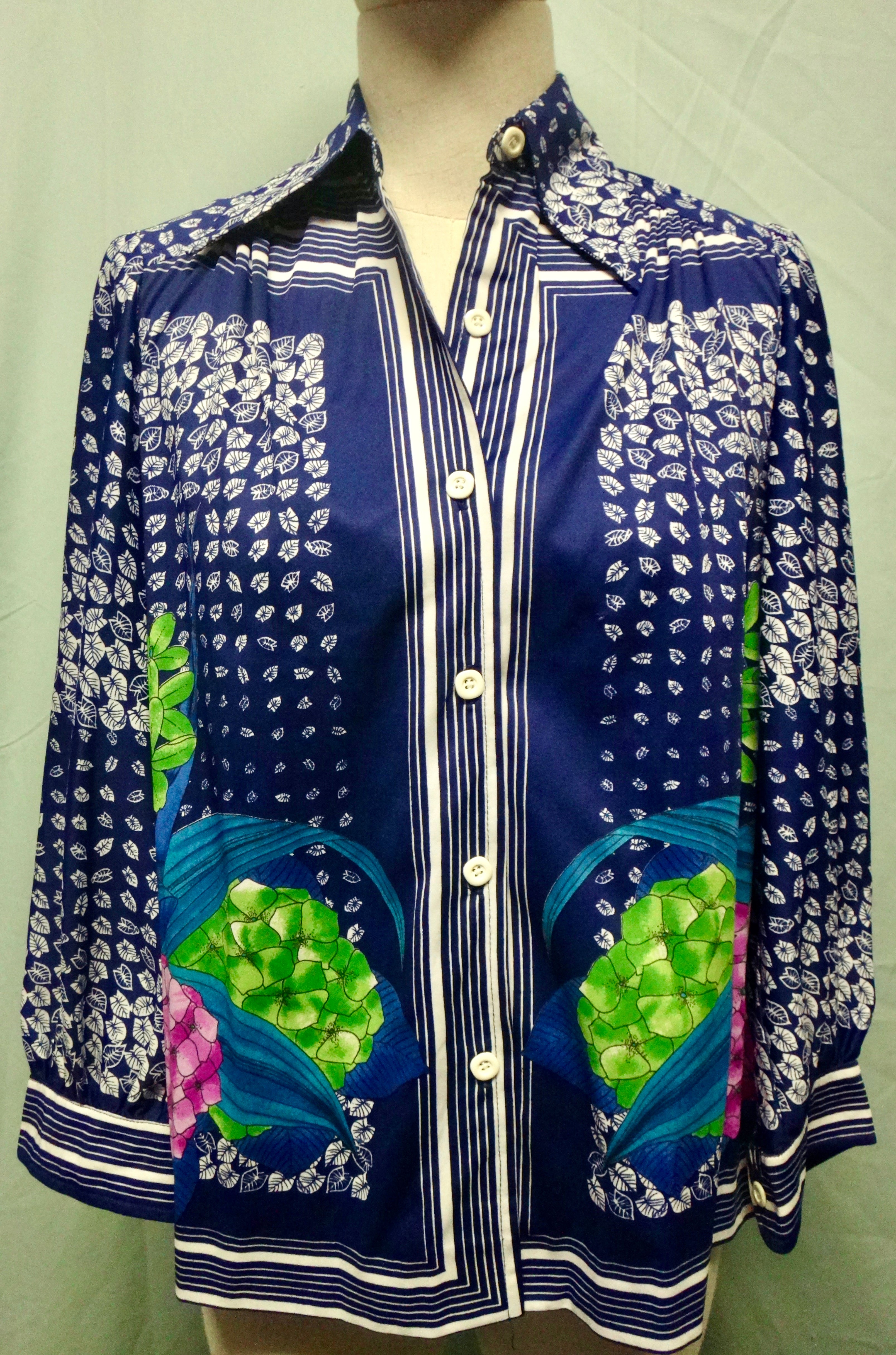 70s/80s Hydrangea Leaf Print Shirt Multi – Girlgotvintage