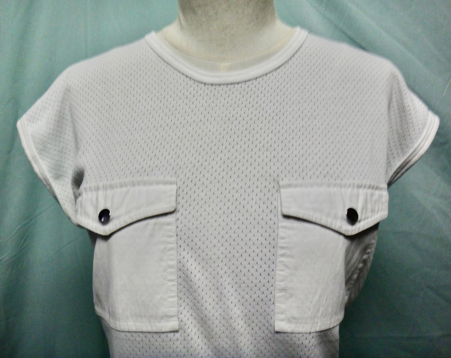 80s White Pinhole T-shirt with Pockets