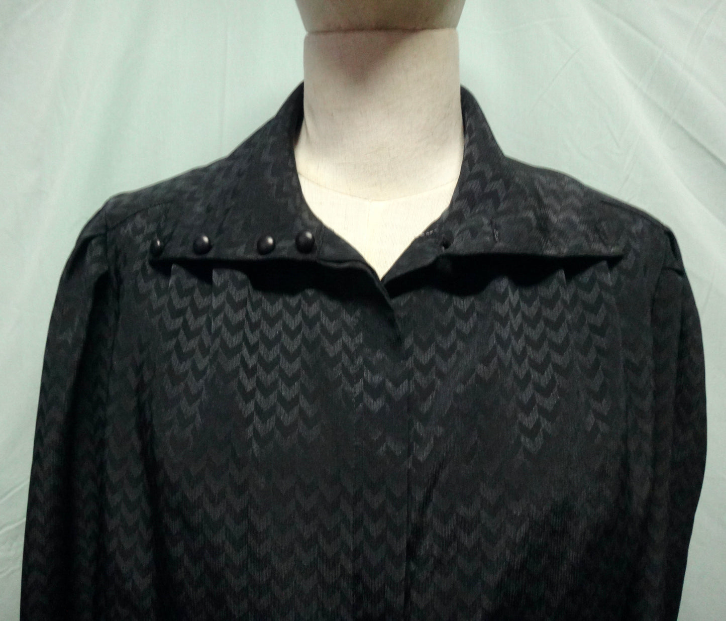 80s Black Chevron High Neck Blouse