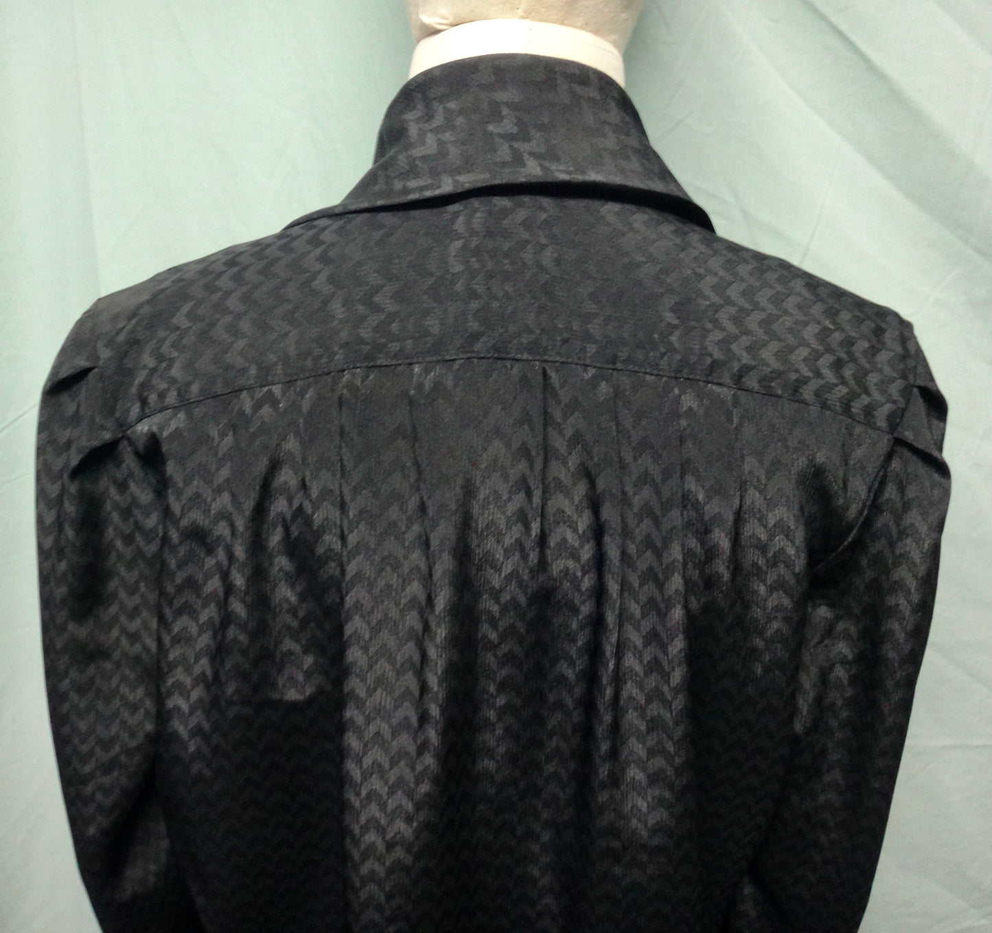 80s Black Chevron High Neck Blouse