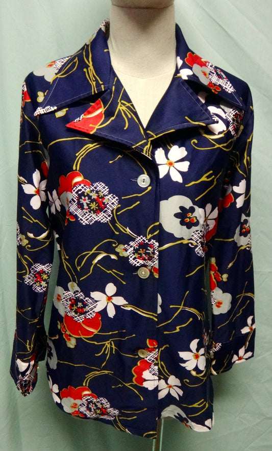 70s Floral Shirt with Safari Collar