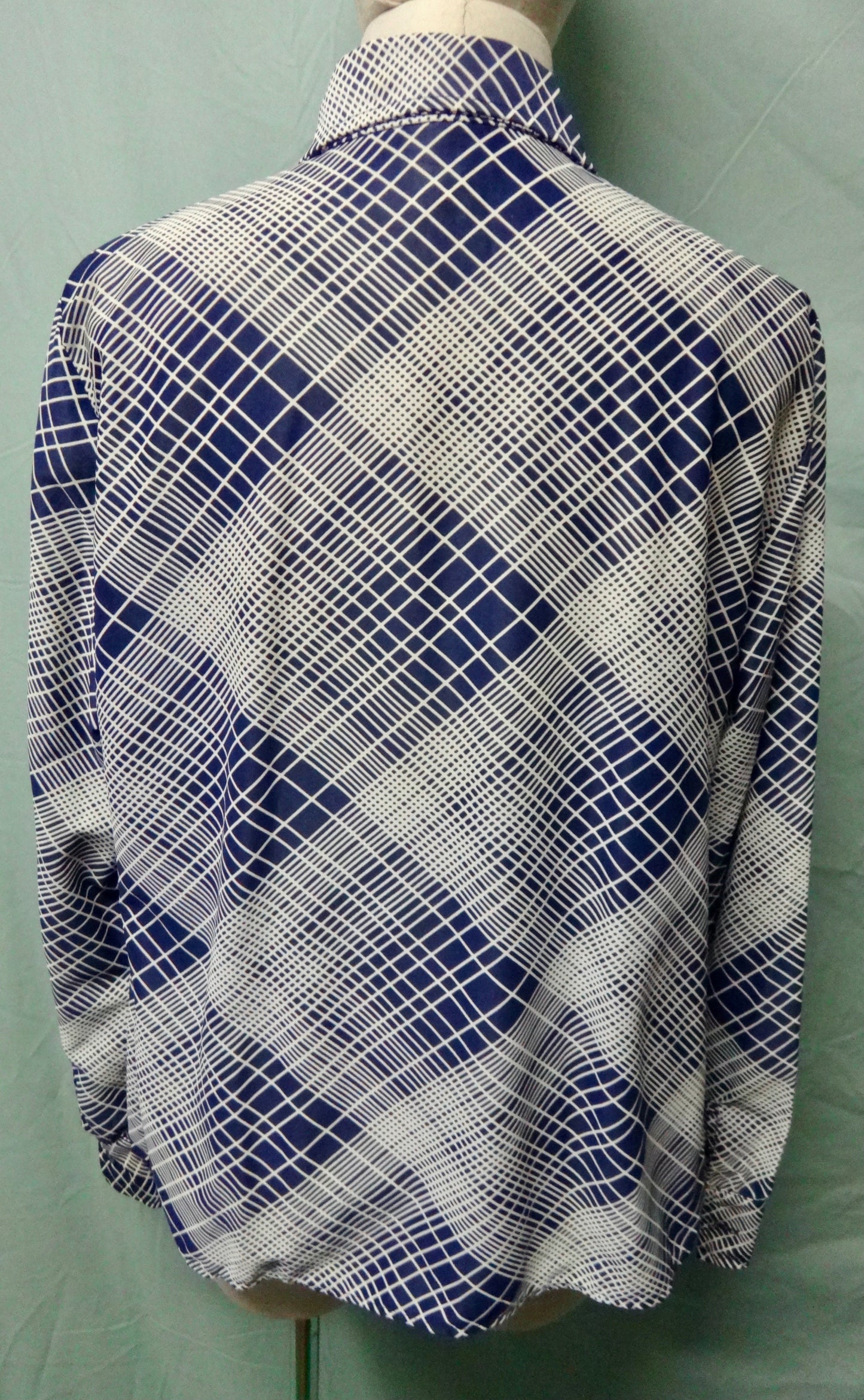 70s Navy Check Rounded Collar Shirt