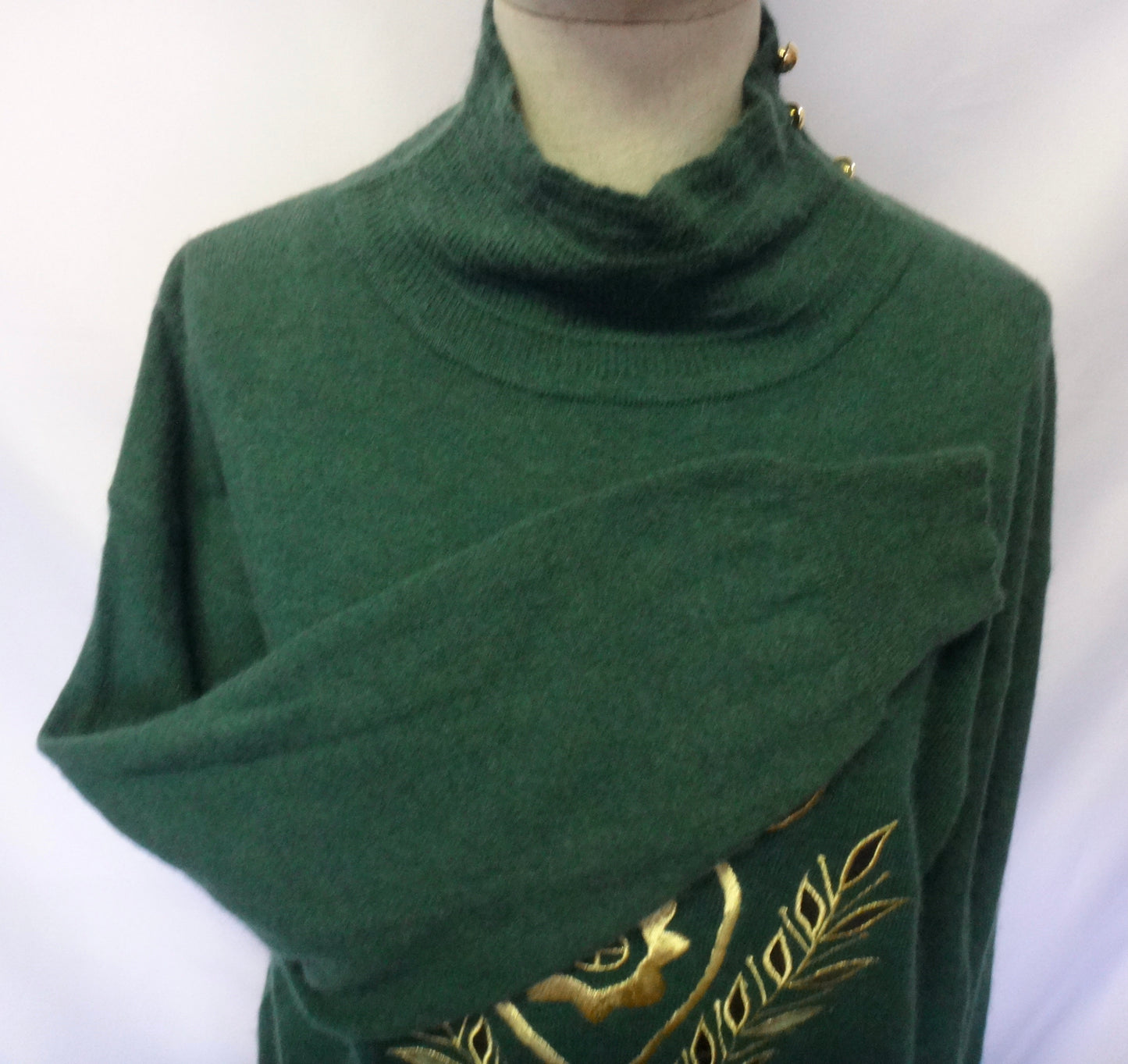 90s Green and Gold Sporty Applique Sweater