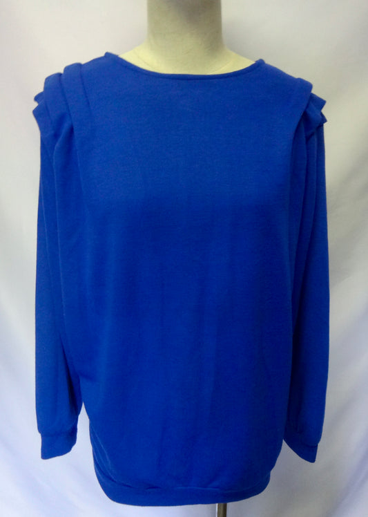 80s Oversized Electric Blue Pleated Sweat