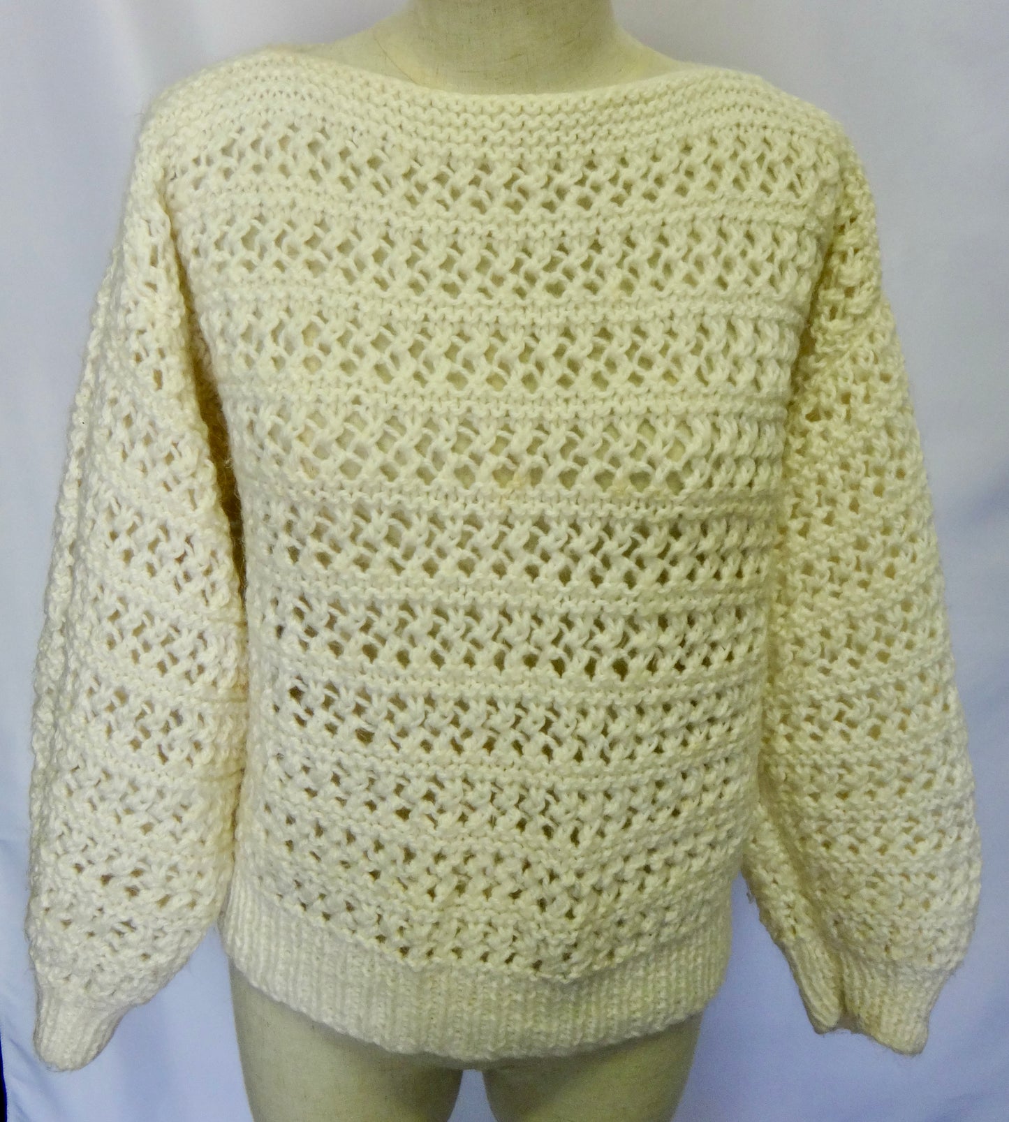 Handmade Winter White Lantern Sleeve Knit