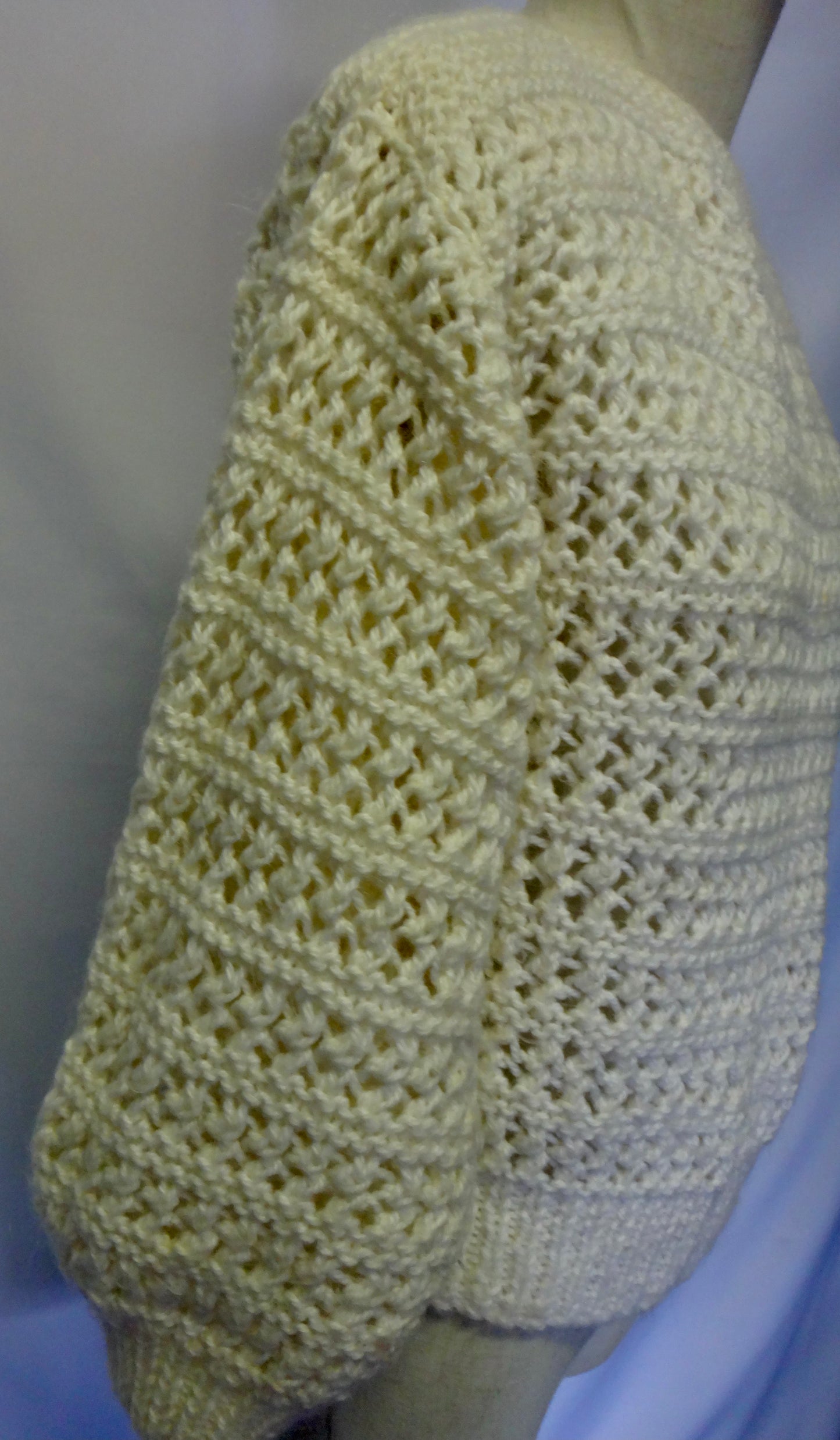 Handmade Winter White Lantern Sleeve Knit