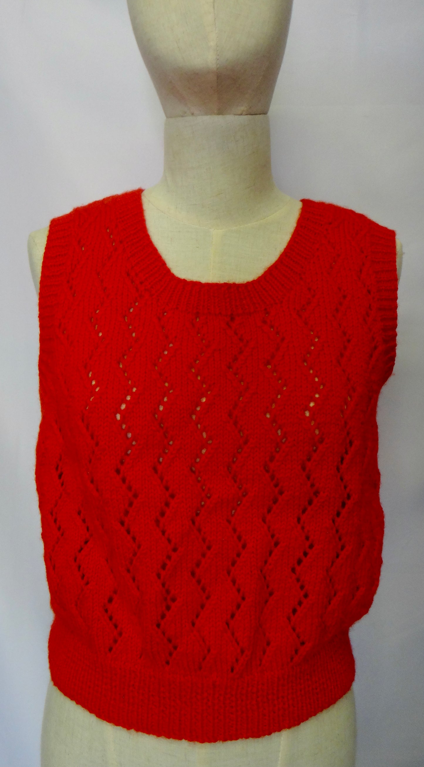 Handmade Red Knitted Crop Vest