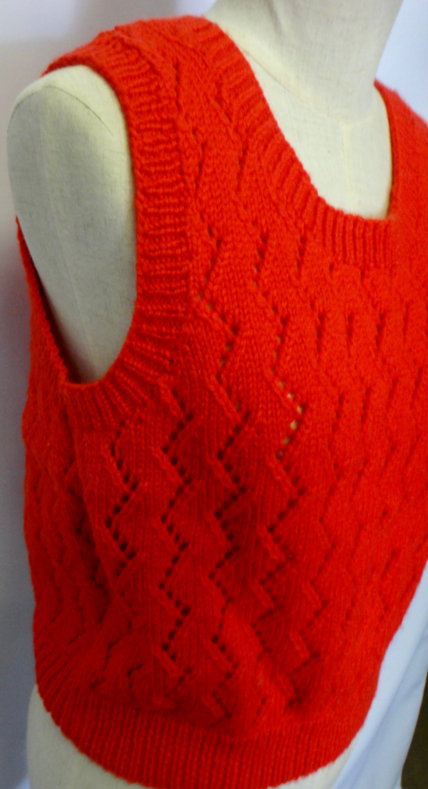 Handmade Red Knitted Crop Vest