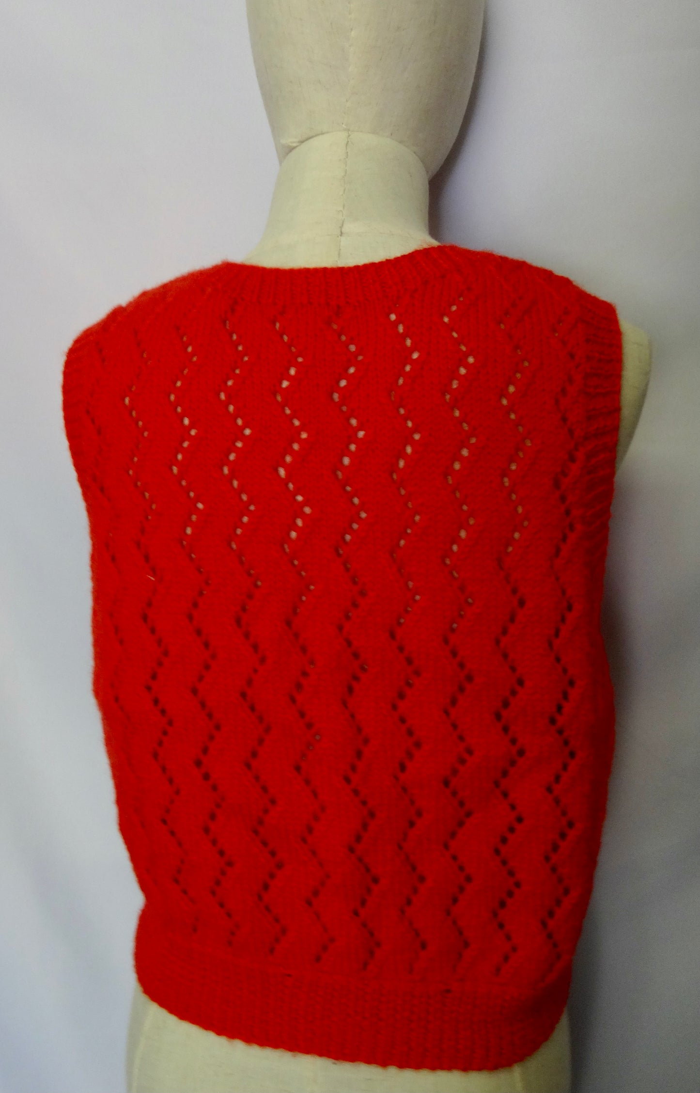 Handmade Red Knitted Crop Vest