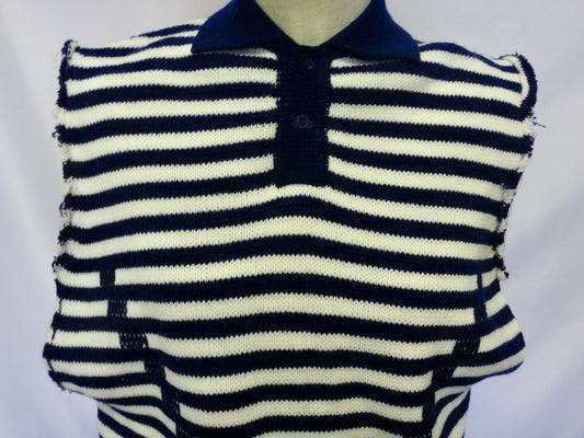 90s Striped Navy White Sleeveless Knit