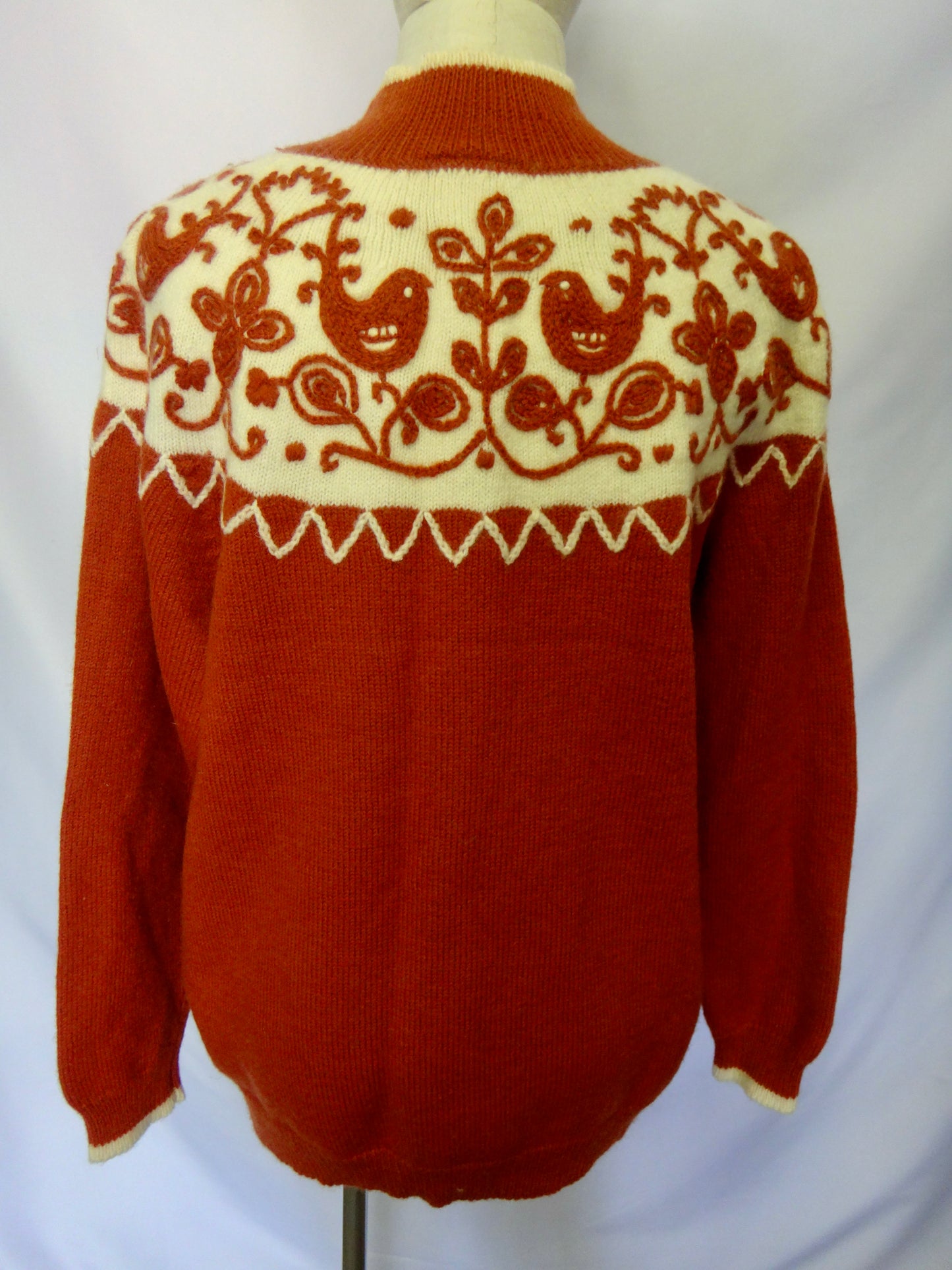 80s/90s Bird and Flower Crew Wool Sweater