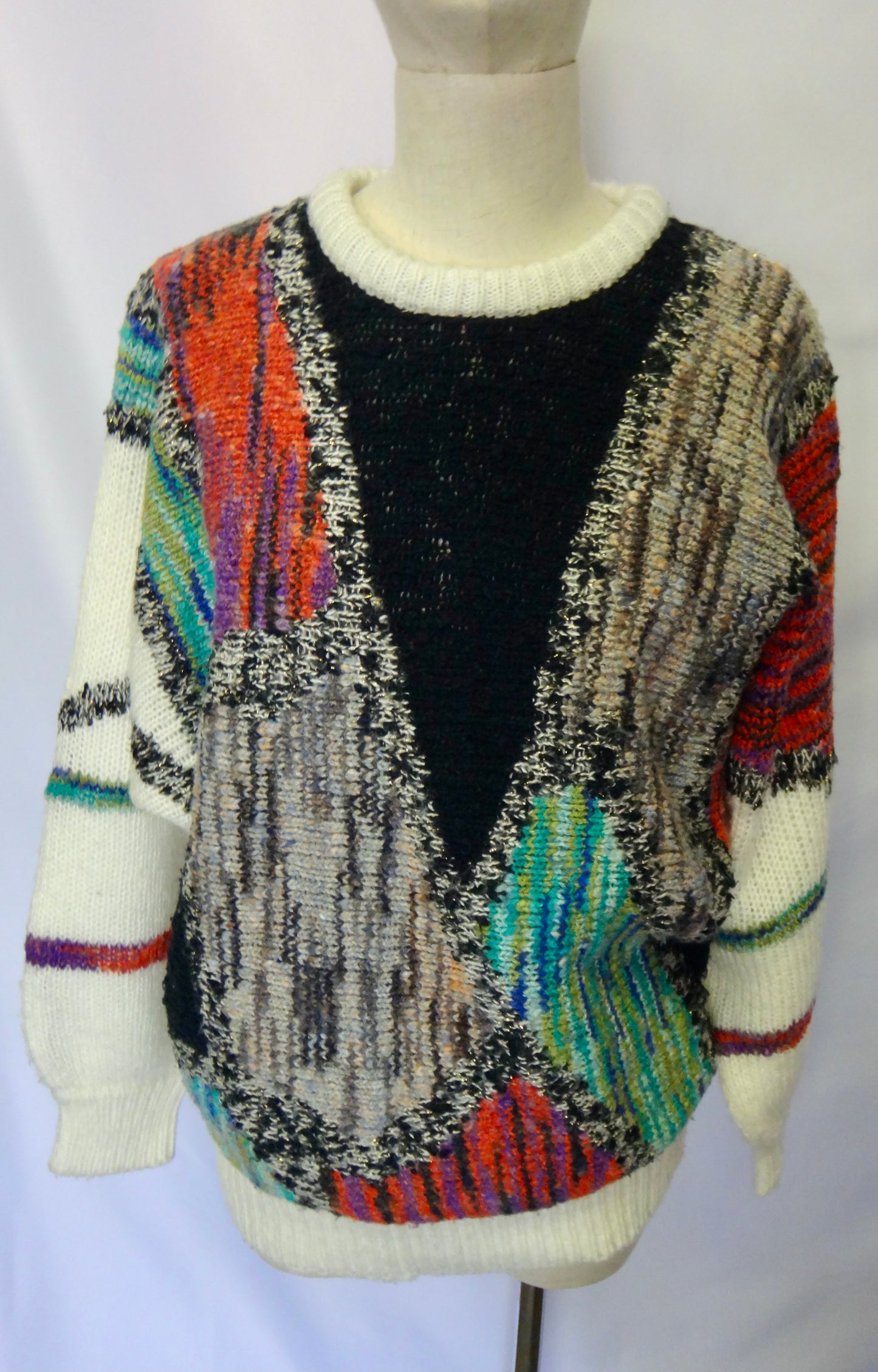 90s Abstract Multi Colour Crew Knit