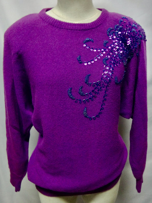 80s Orchid Sequin Flower Knit