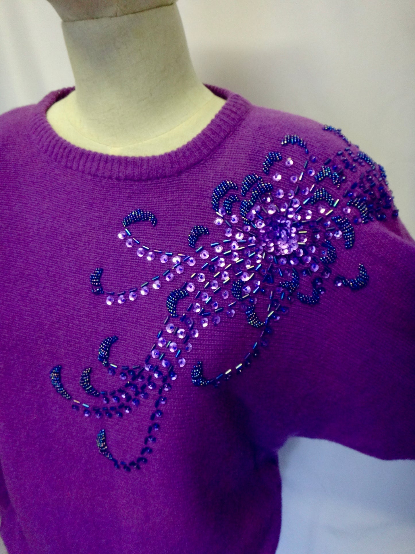 80s Orchid Sequin Flower Knit