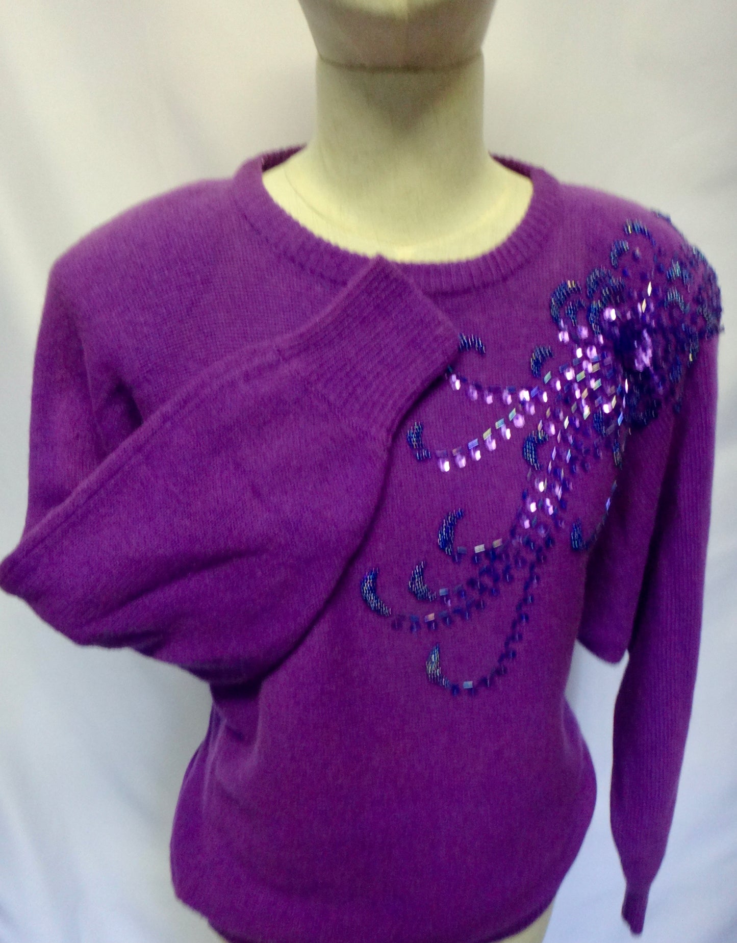 80s Orchid Sequin Flower Knit