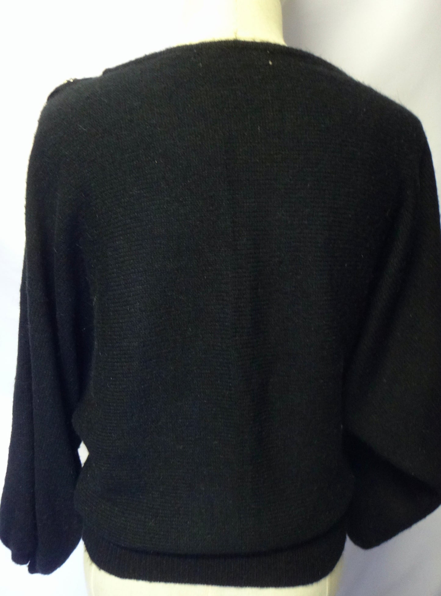 80s Black Bow Diamonte Detail Knit