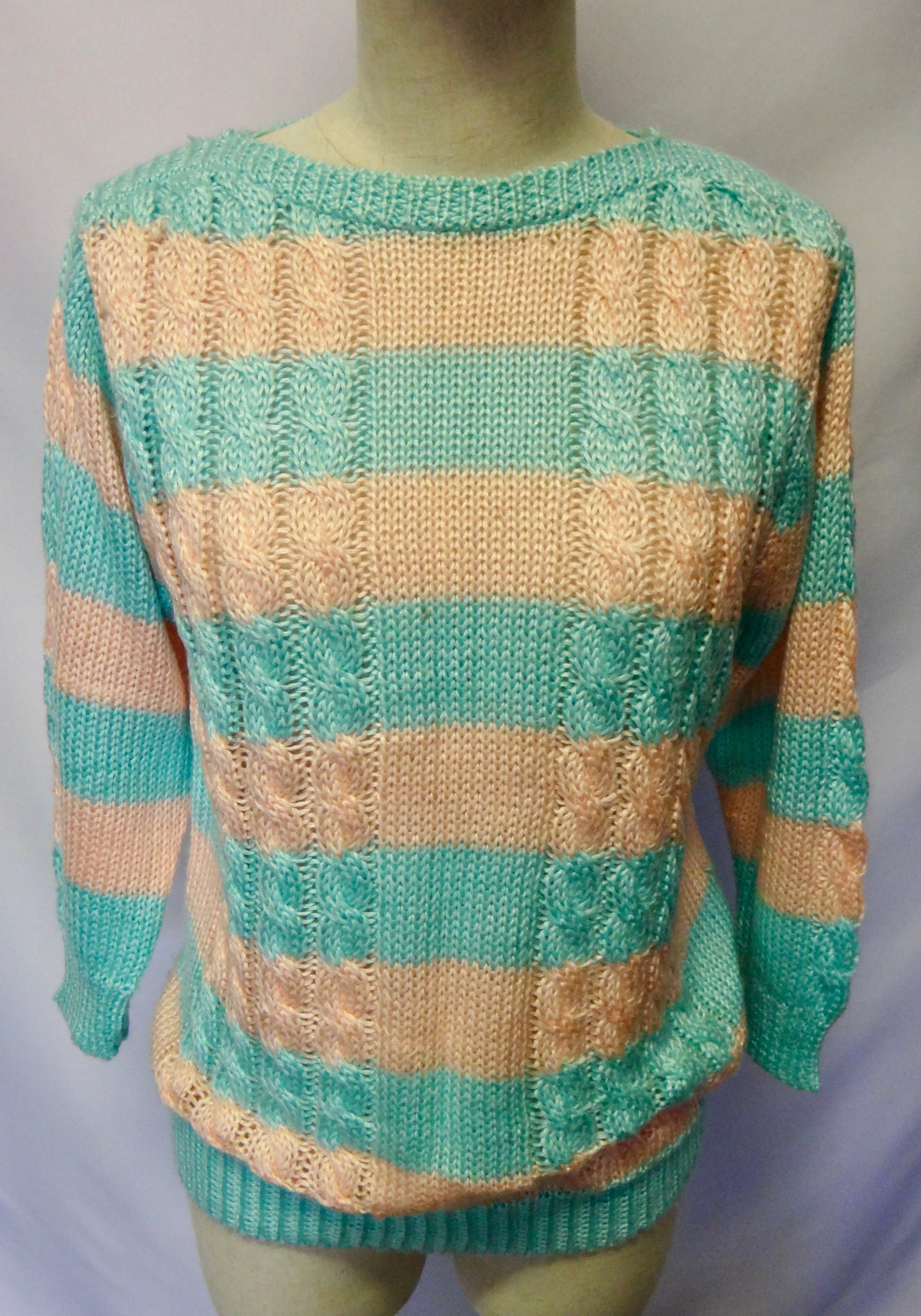 80s/90s Pastel Stripe Cable Knit