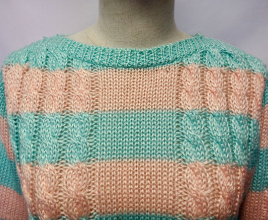 80s/90s Pastel Stripe Cable Knit