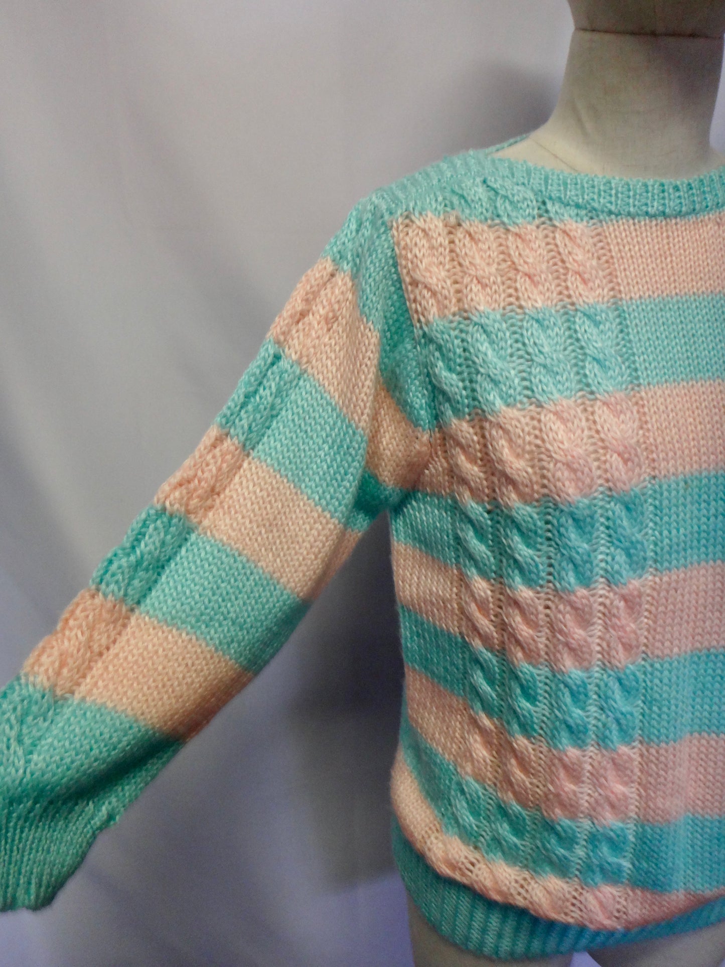 80s/90s Pastel Stripe Cable Knit