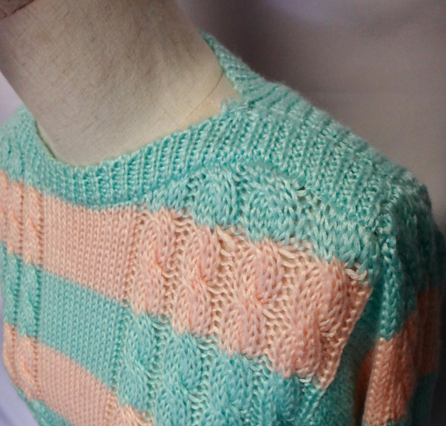 80s/90s Pastel Stripe Cable Knit