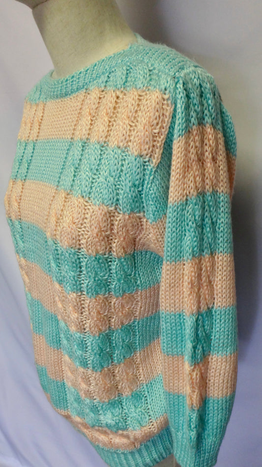 80s/90s Pastel Stripe Cable Knit