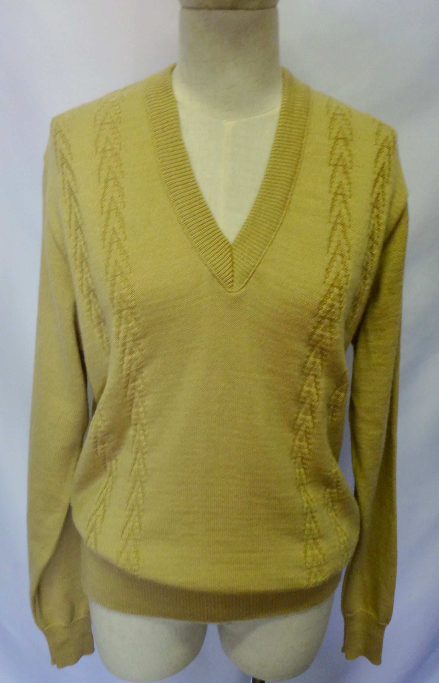 Vintage Caramel Wool V Neck Knit