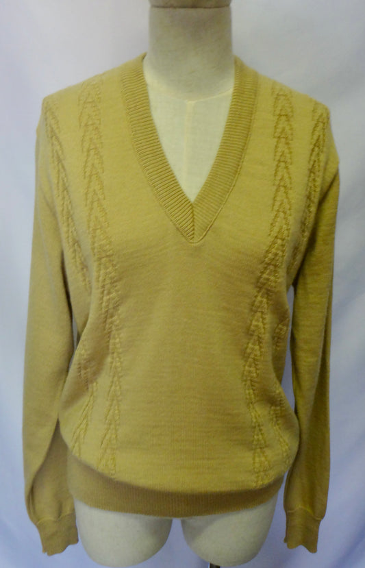 Vintage Caramel Wool V Neck Knit