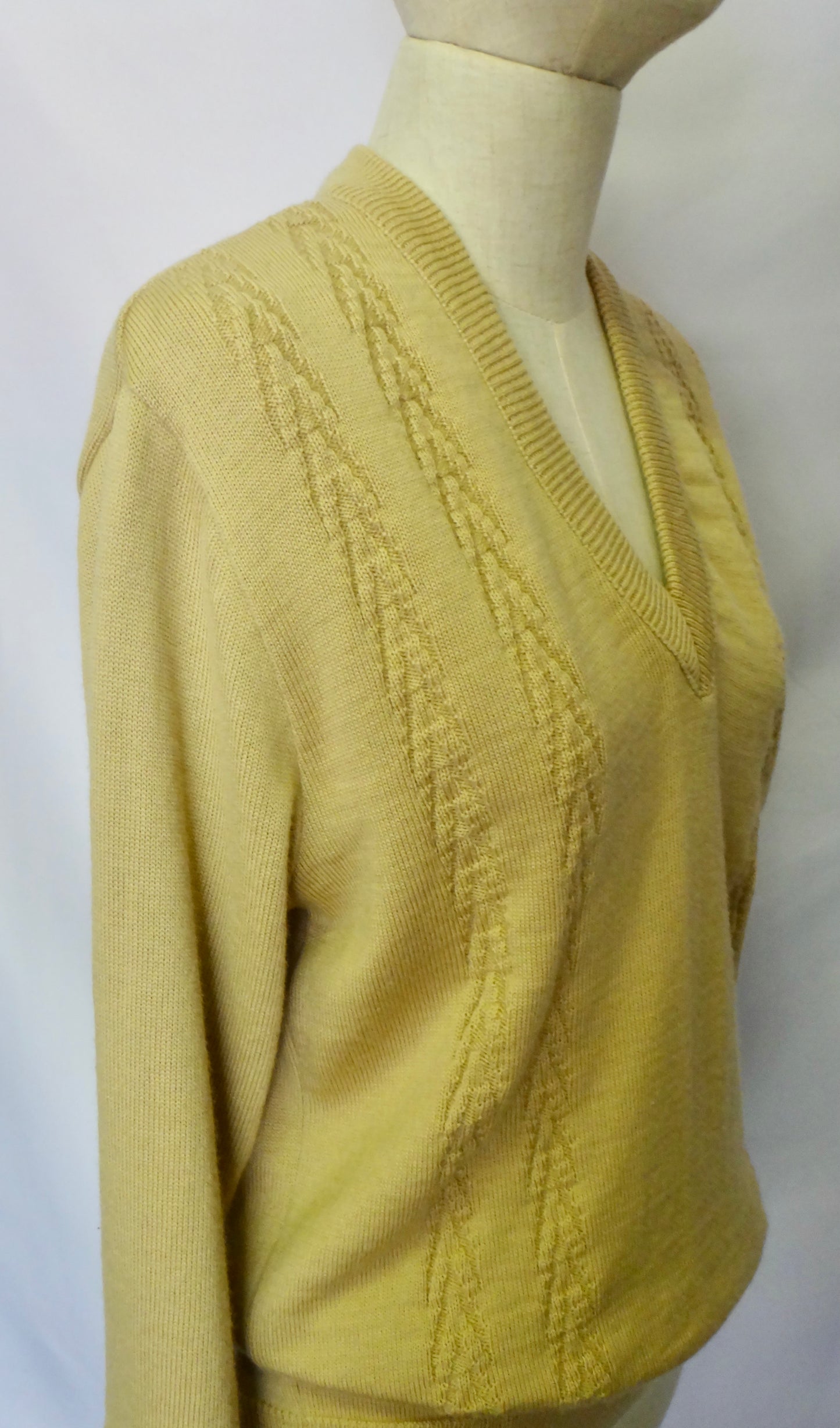 Vintage Caramel Wool V Neck Knit