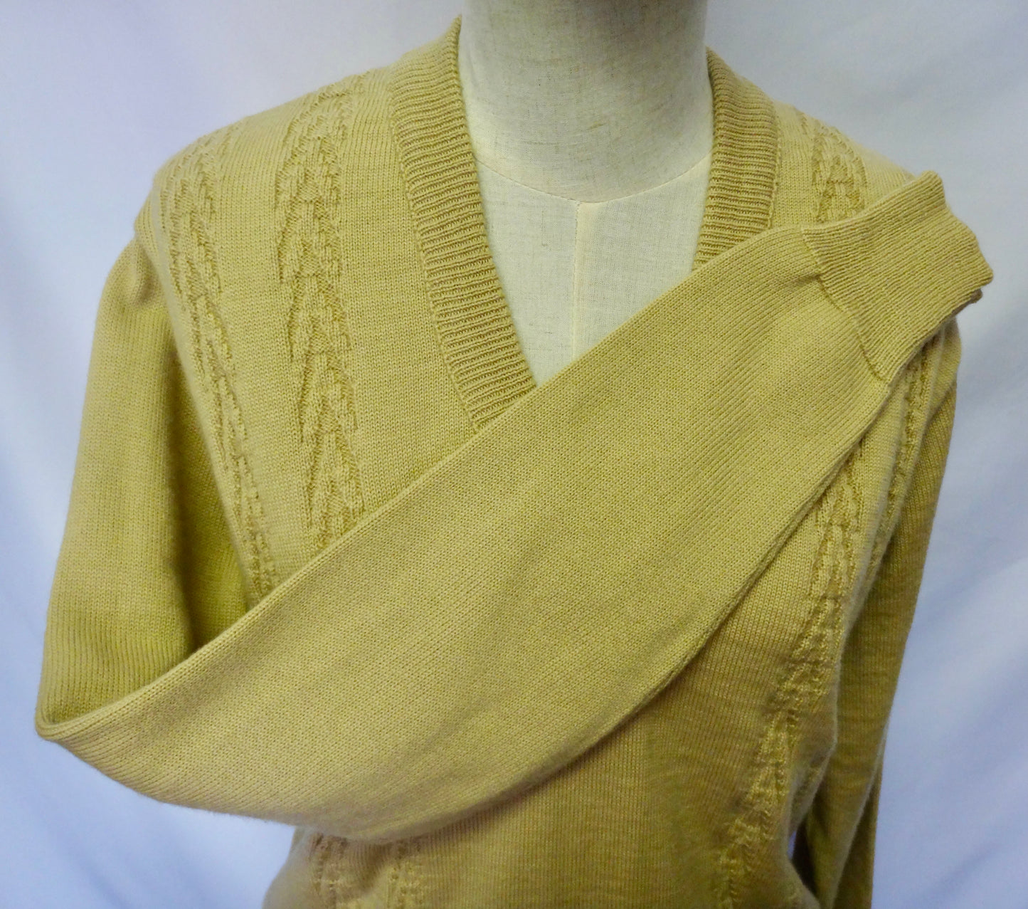 Vintage Caramel Wool V Neck Knit