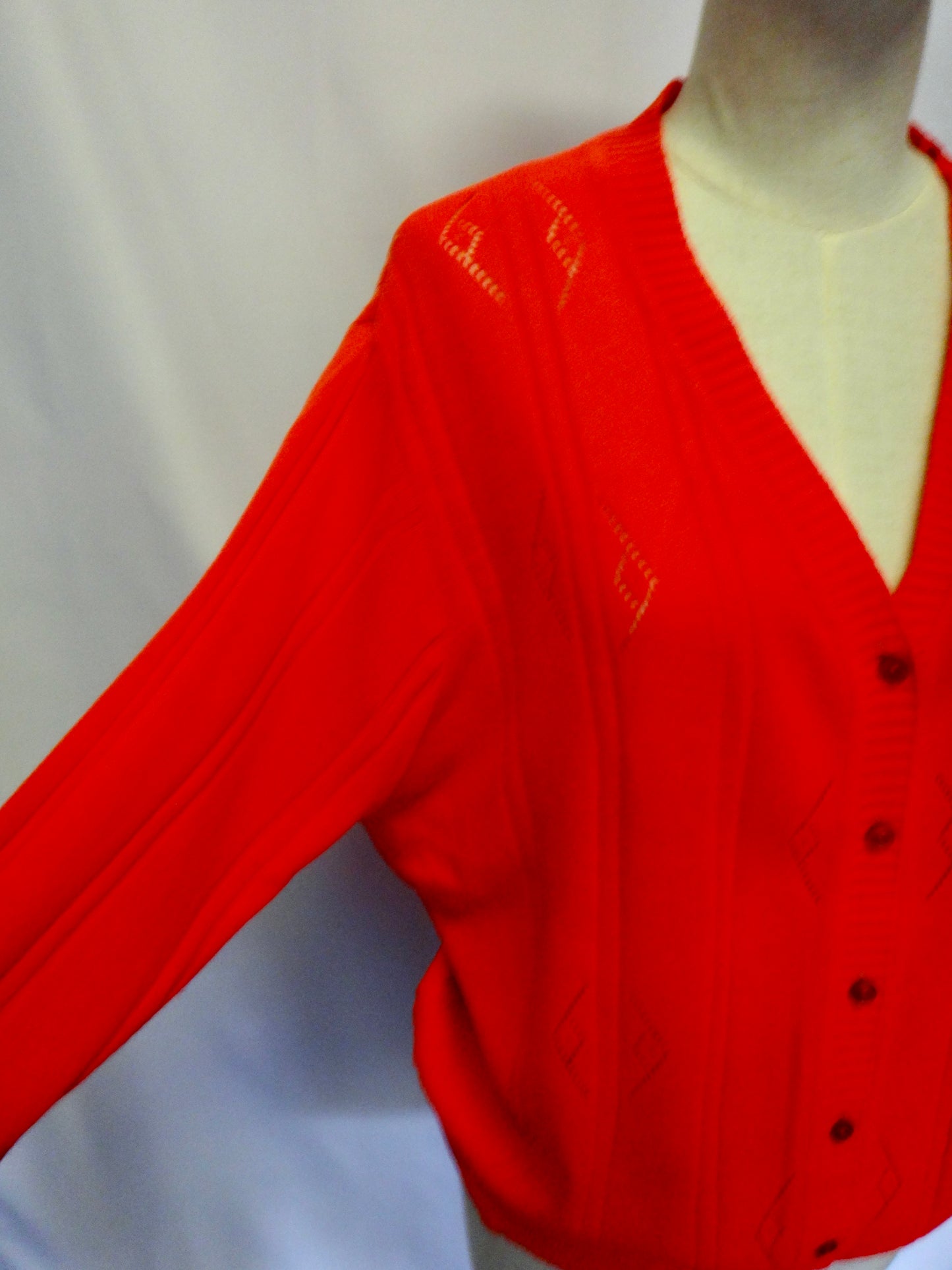 Vintage Red Cardigan with Stitch Detail