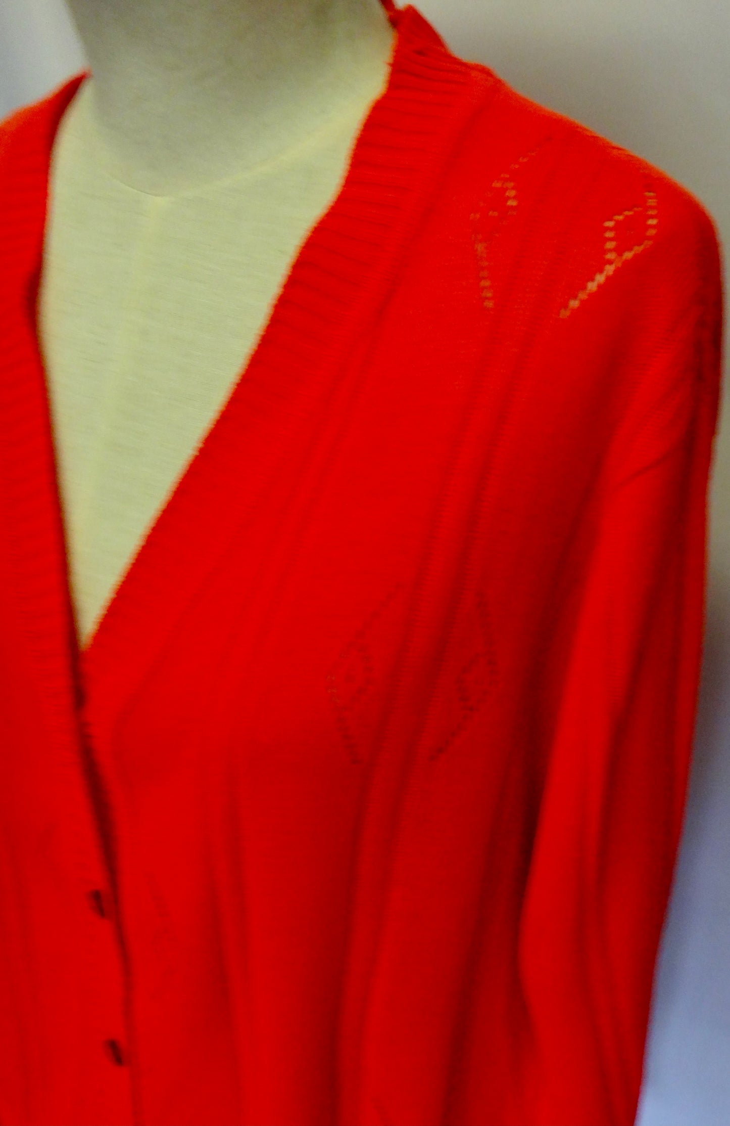 Vintage Red Cardigan with Stitch Detail