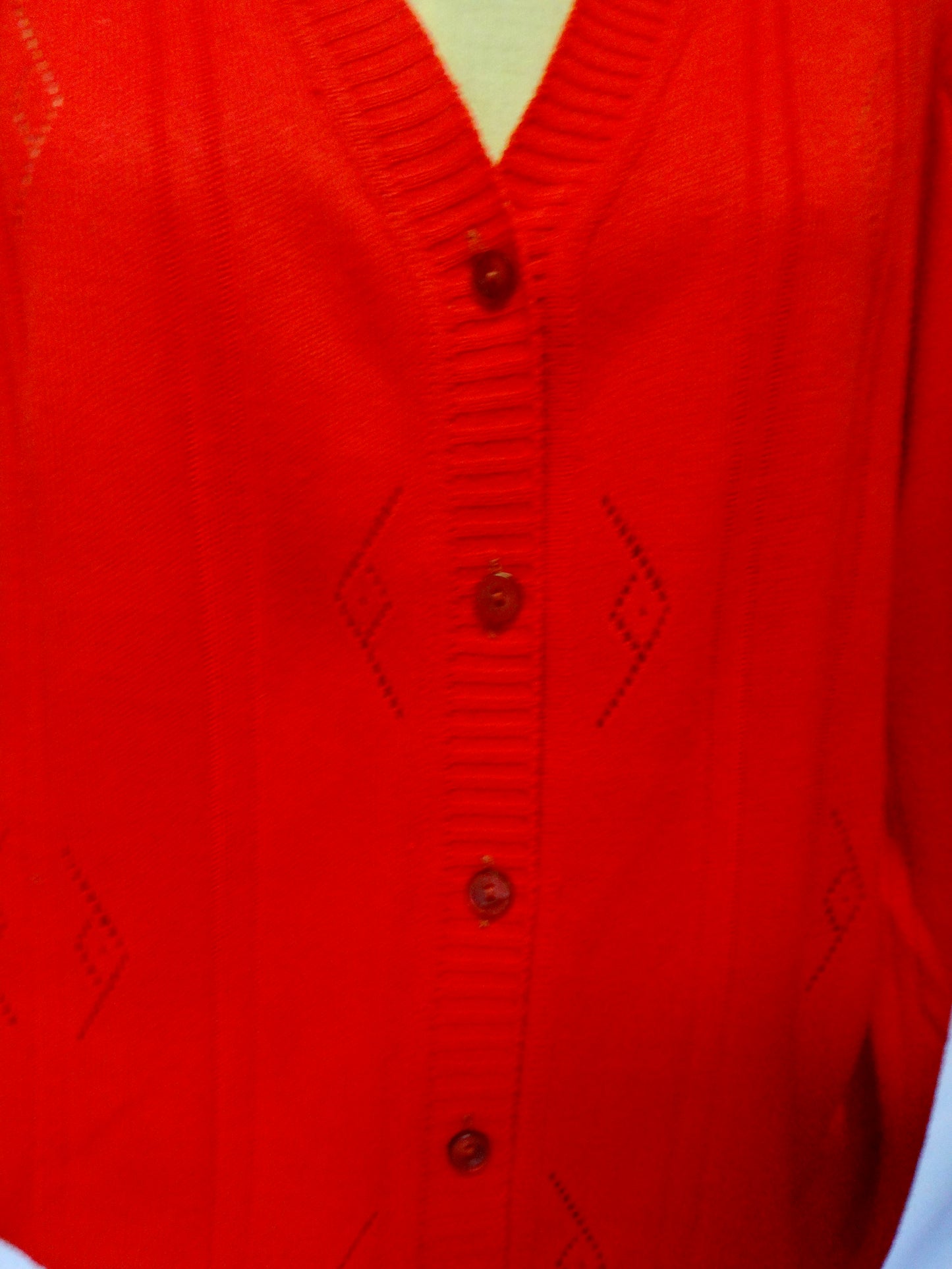 Vintage Red Cardigan with Stitch Detail