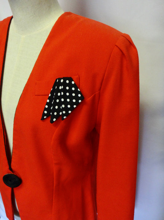 90s Red Jacket with Dot Pocket Square