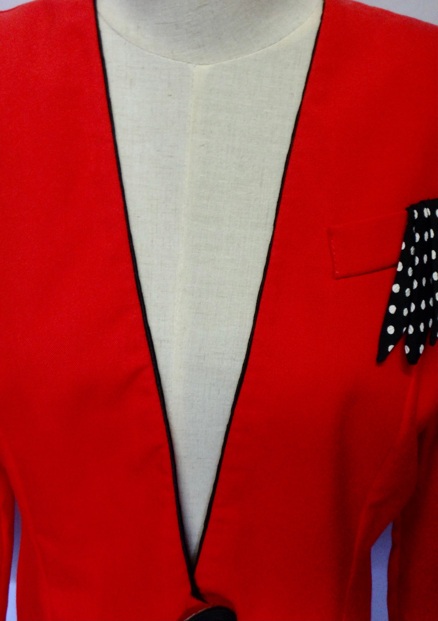 90s Red Jacket with Dot Pocket Square