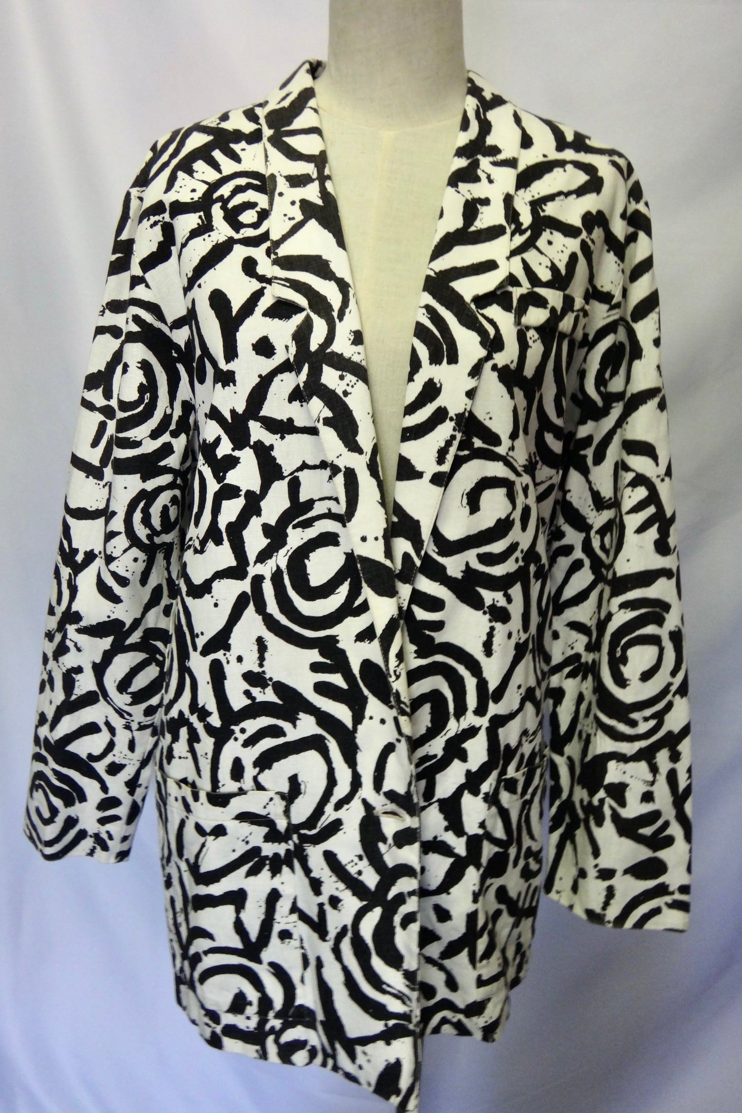 90s Longline Abstract Print Blazer