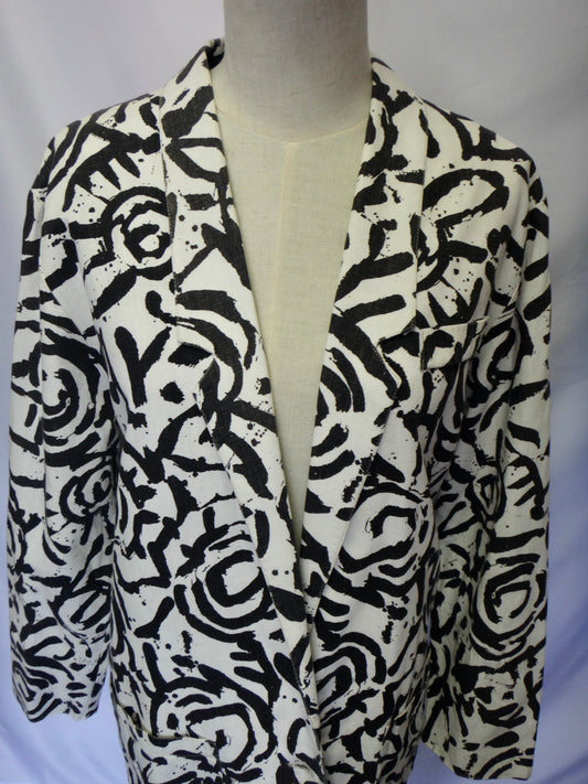 90s Longline Abstract Print Blazer