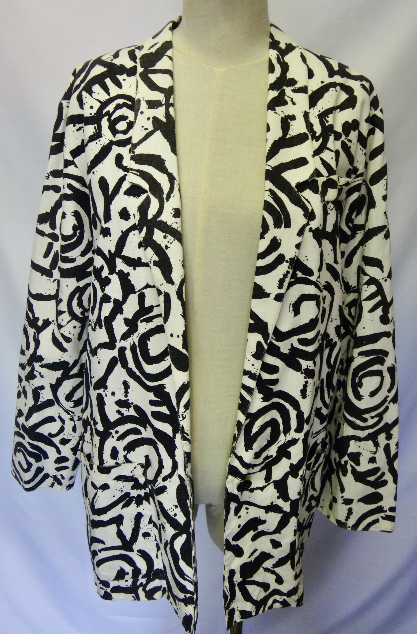 90s Longline Abstract Print Blazer