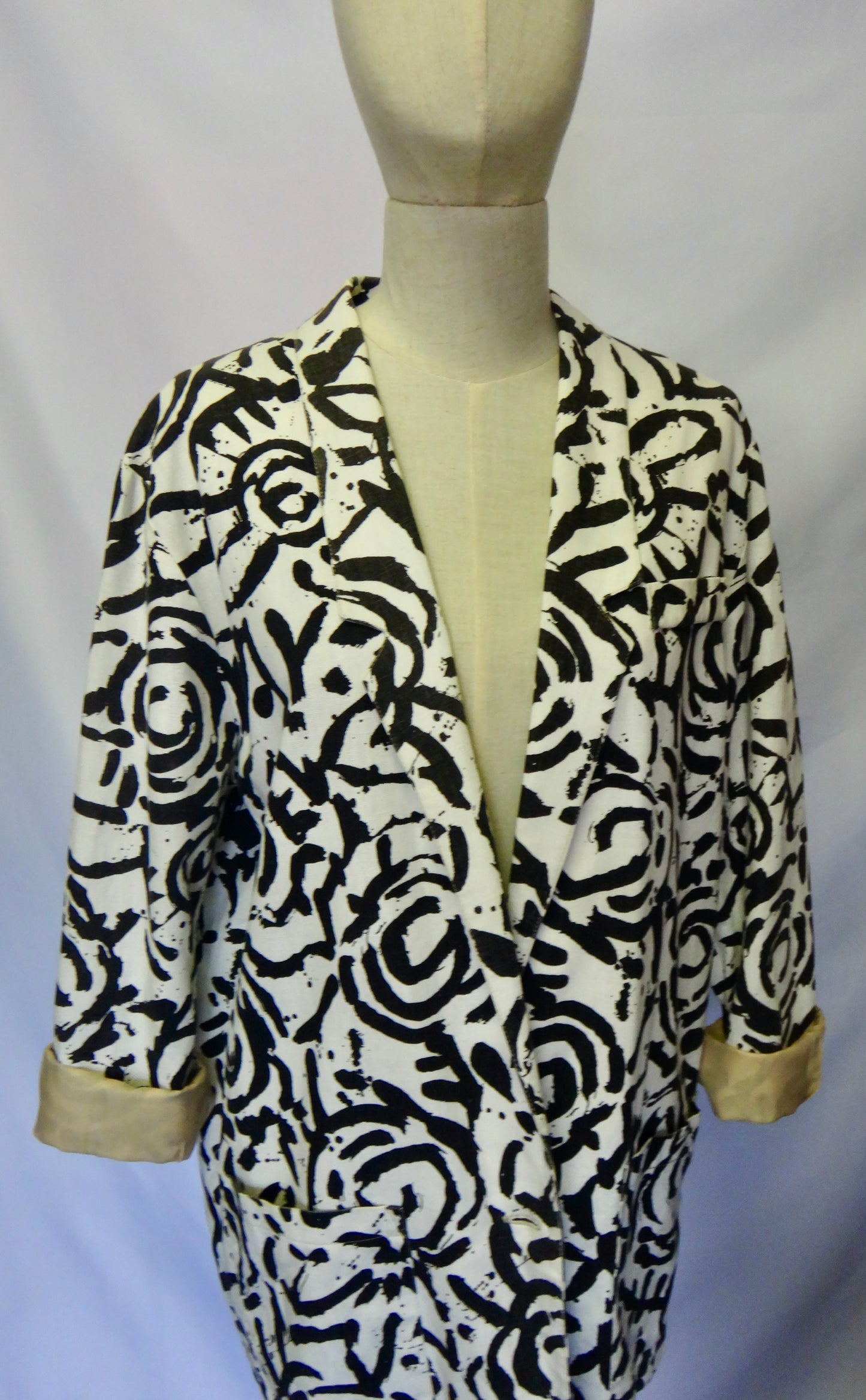 90s Longline Abstract Print Blazer