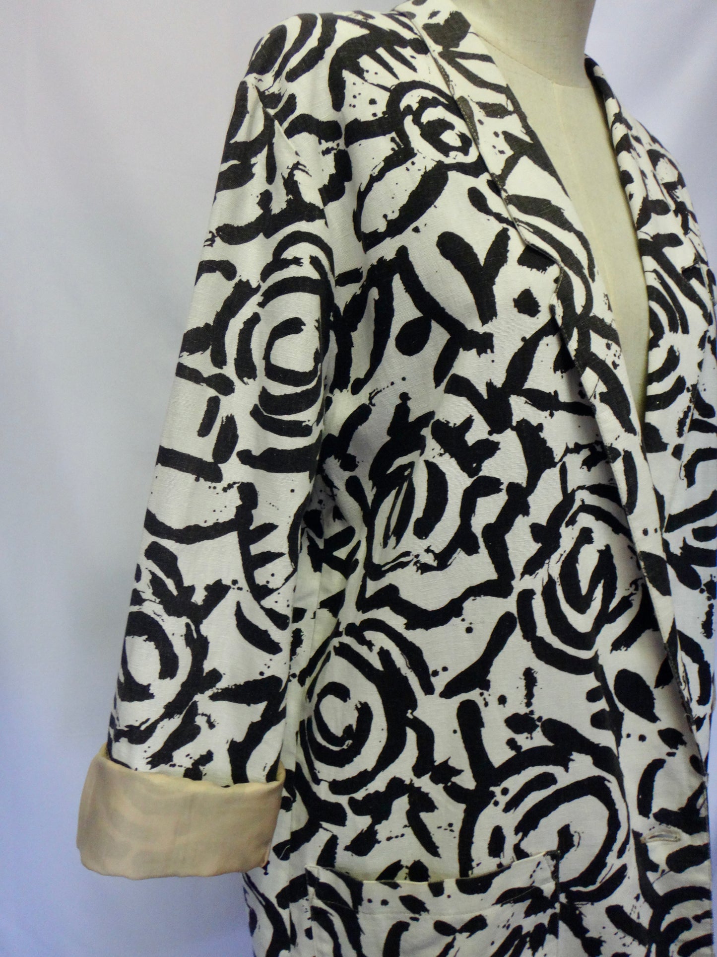 90s Longline Abstract Print Blazer