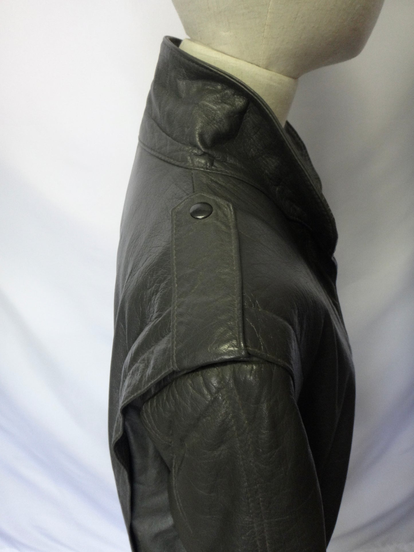 80s Leather Biker Jacket in Stormy Grey