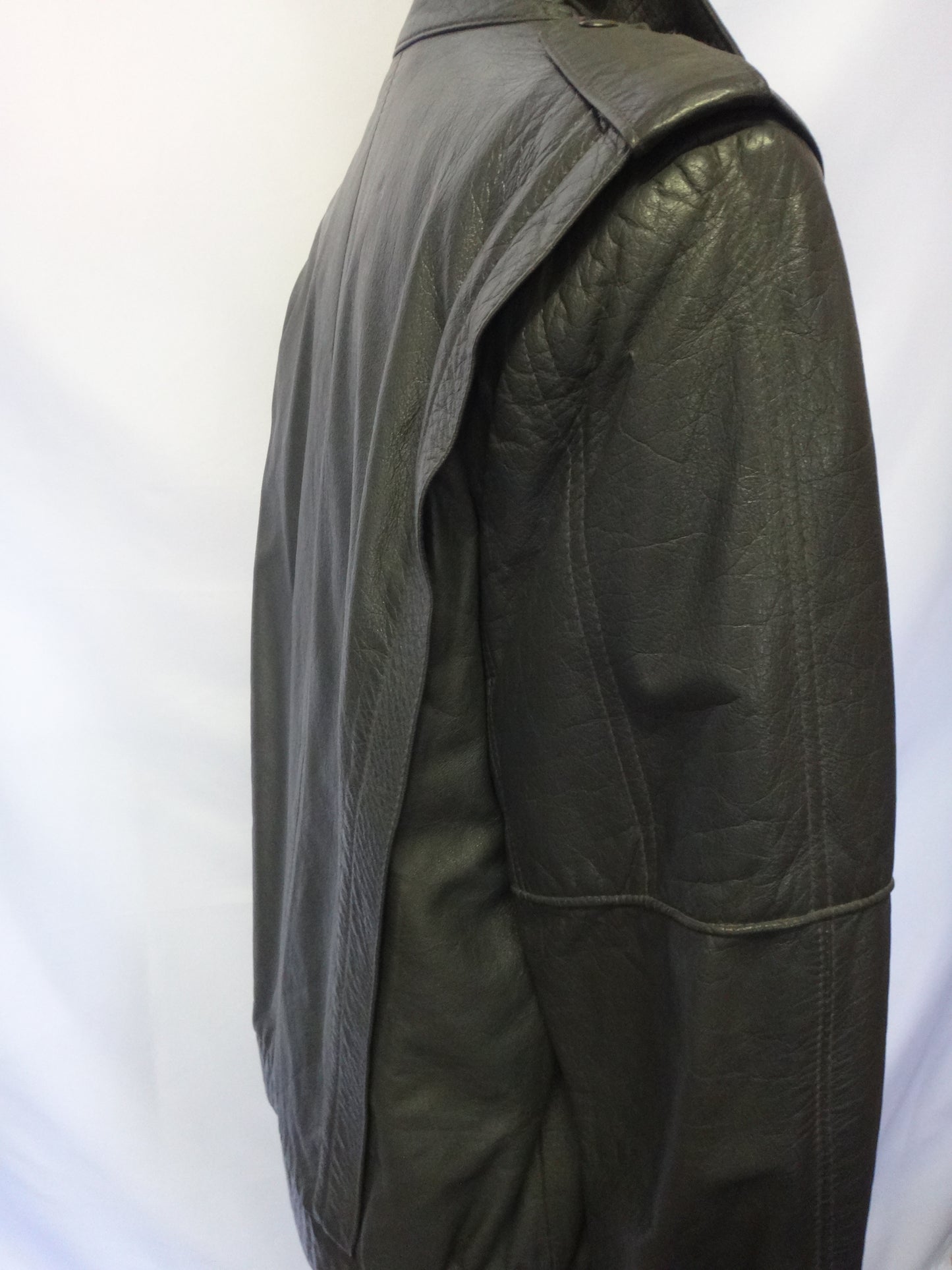 80s Leather Biker Jacket in Stormy Grey