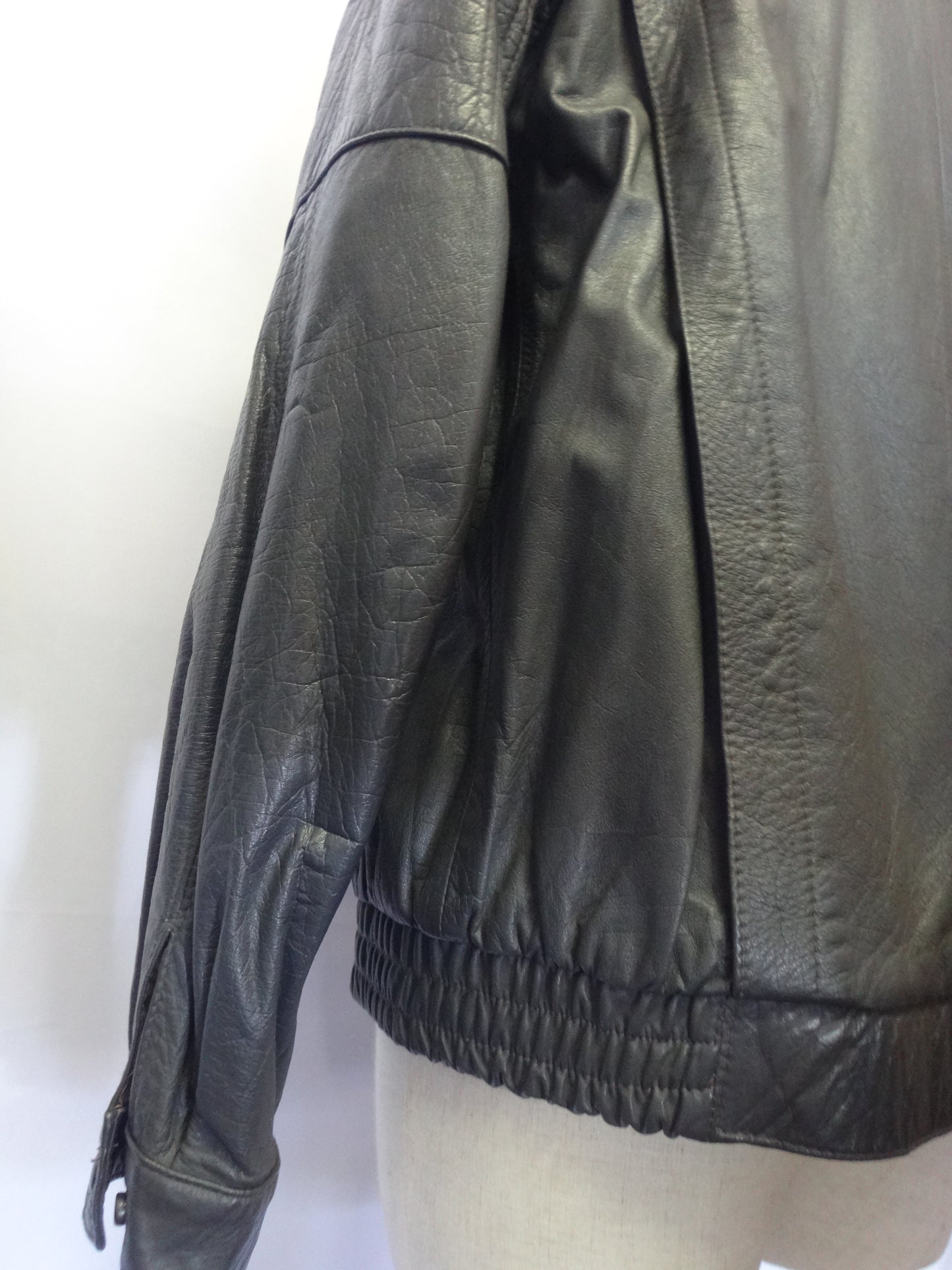 80s Leather Biker Jacket in Stormy Grey