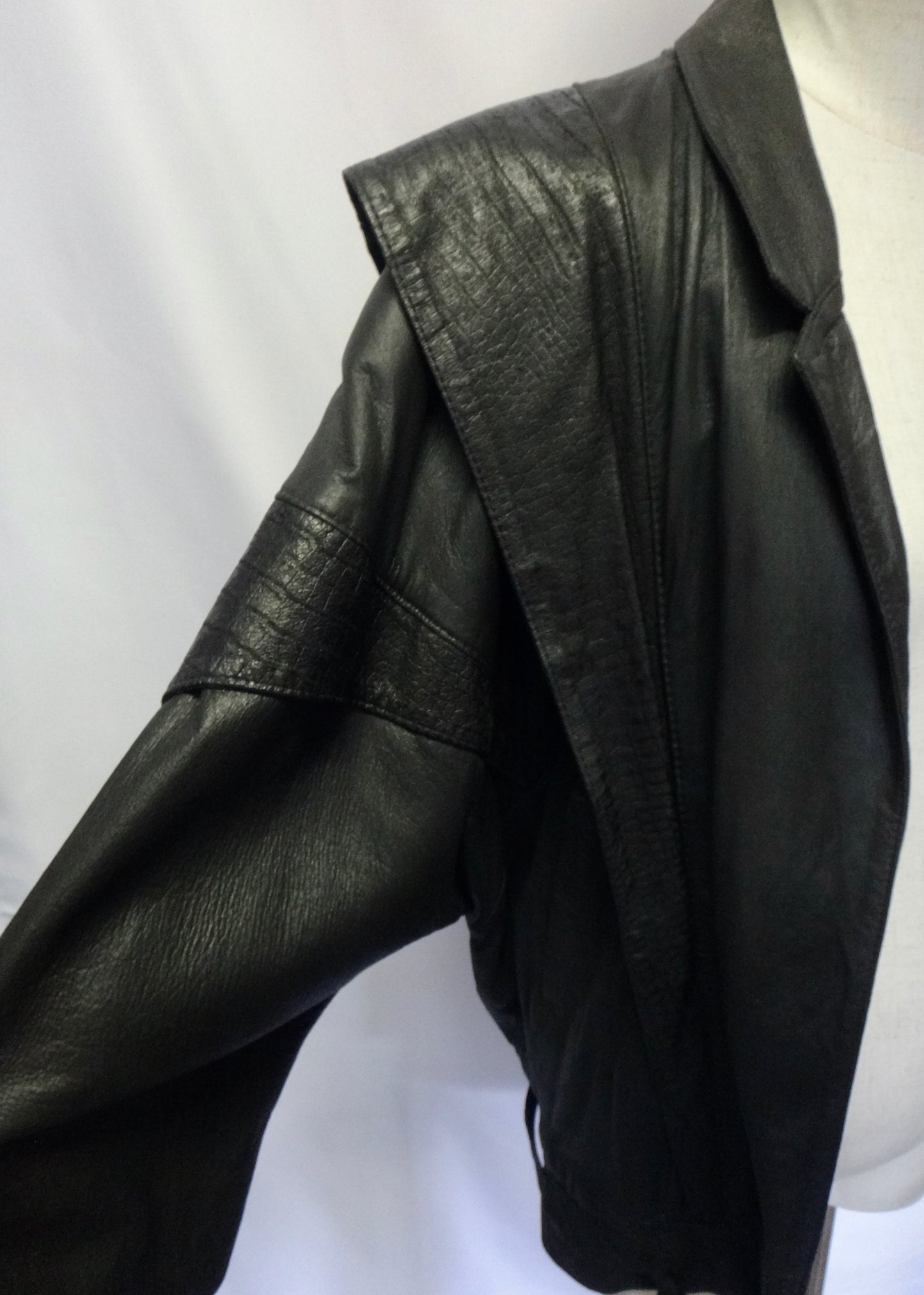 80s Black Leather Jacket with Tie