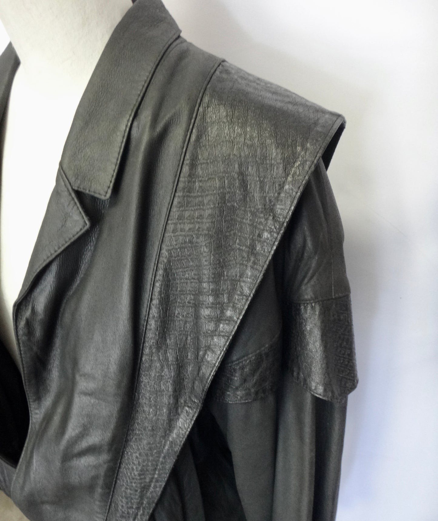 80s Black Leather Jacket with Tie