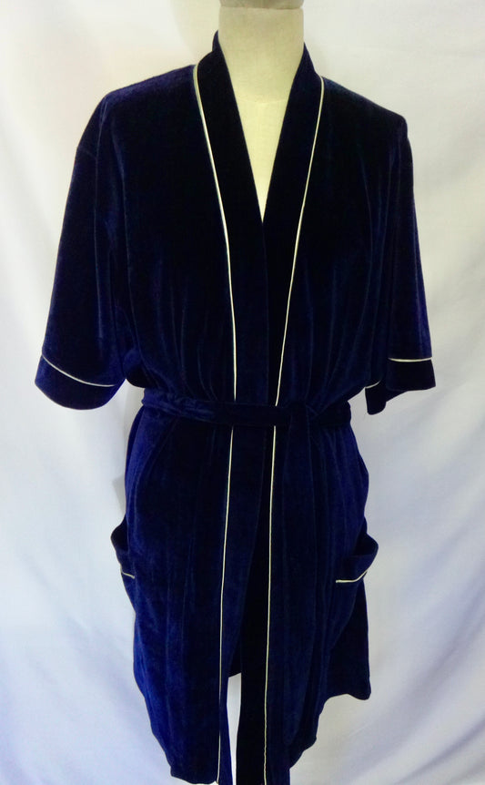 80s Midnight Blue Velvet Robe Jacket