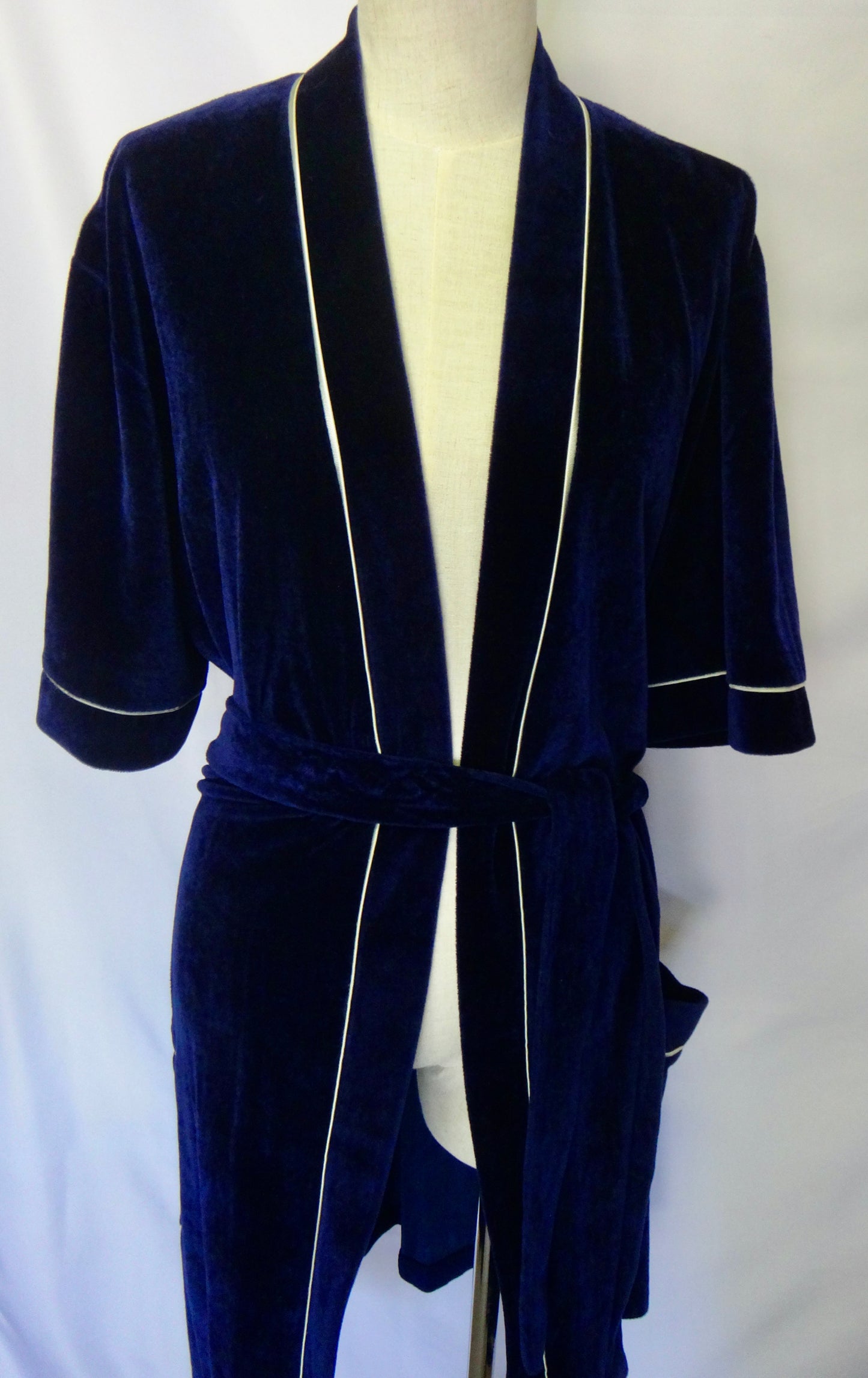 80s Midnight Blue Velvet Robe Jacket