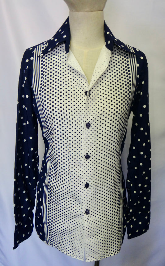 70s/80s Spotty Shirt in Navy White