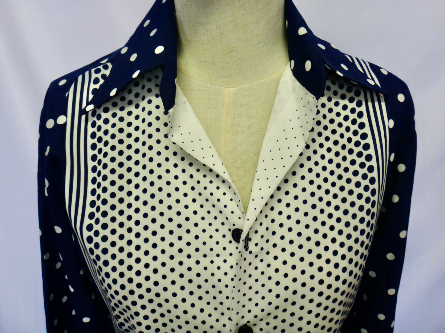 70s/80s Spotty Shirt in Navy White