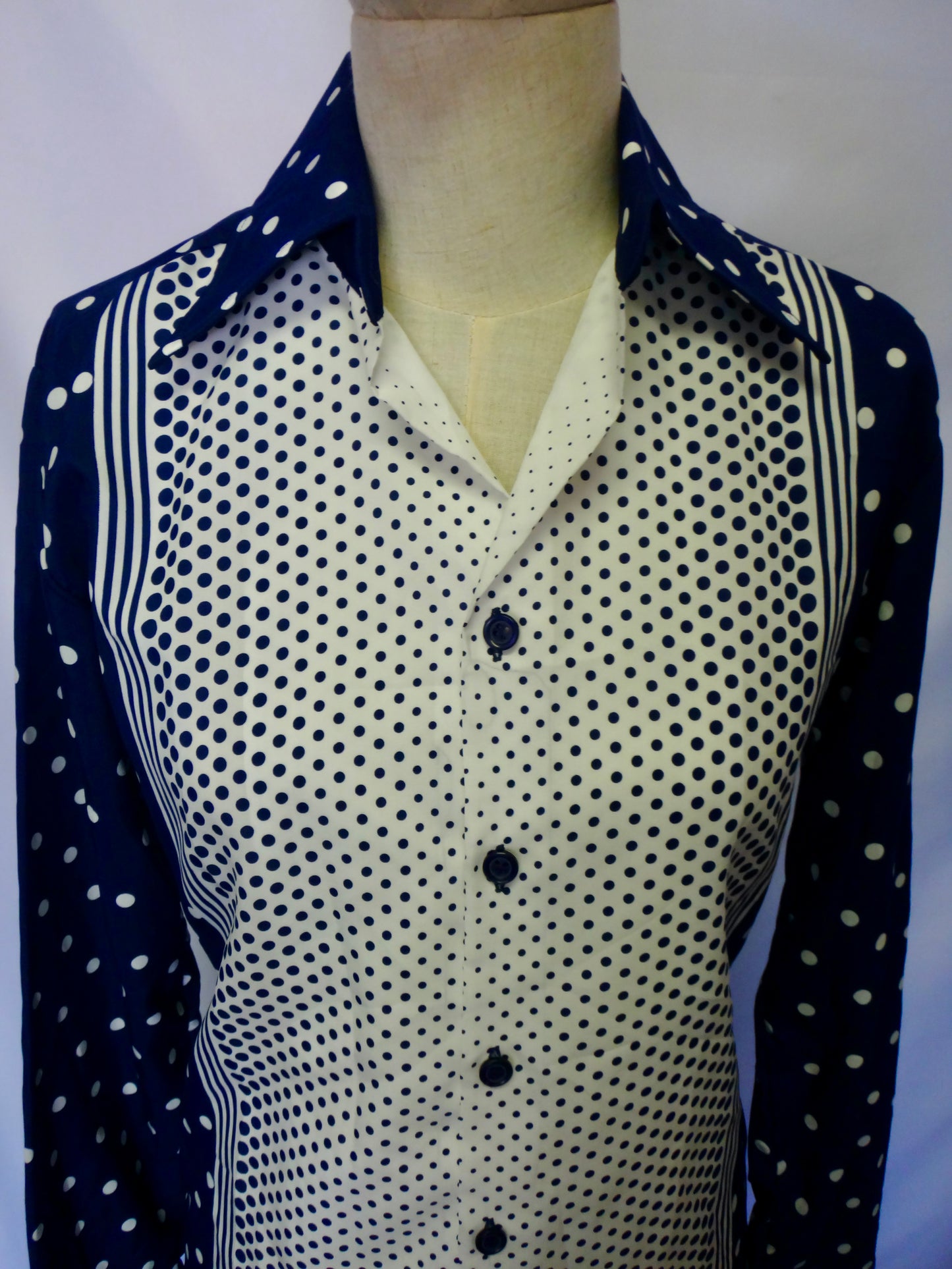 70s/80s Spotty Shirt in Navy White